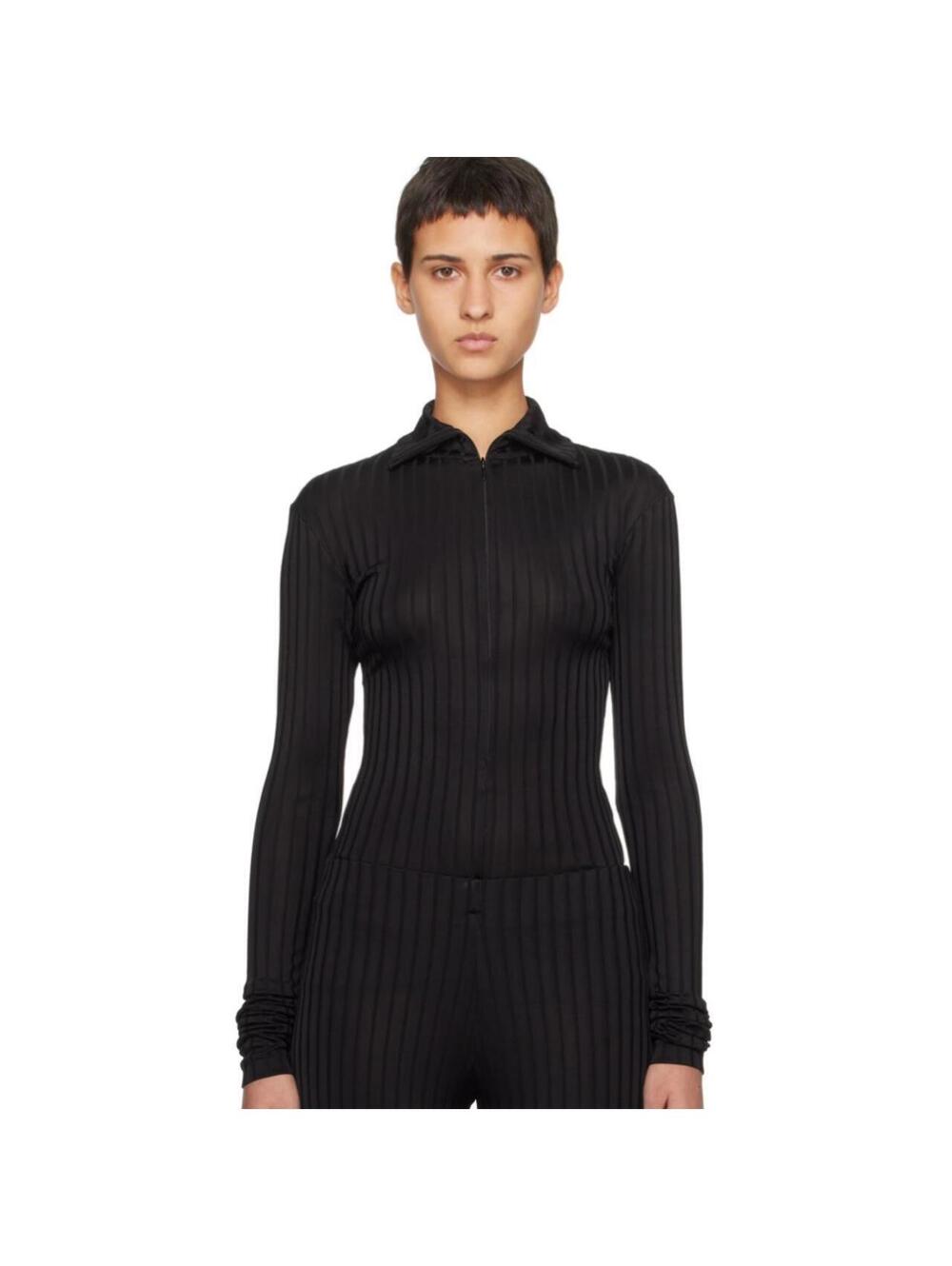 Bite studios black knit ribbed shirt